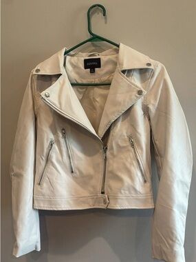 Zenana Outfitters Off-White Faux Leather Moto Jacket
